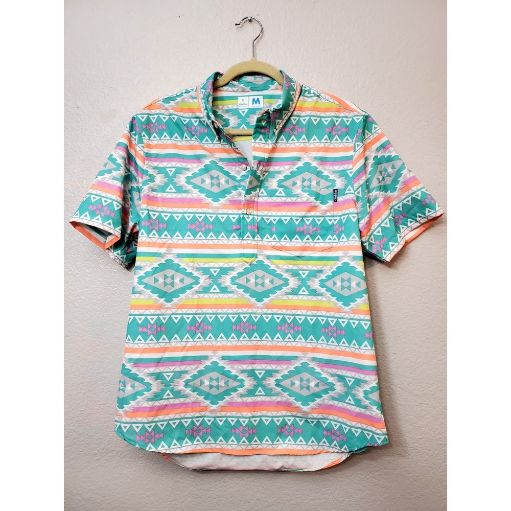 Chubbies Men's Medium Button Up Shirt Aztec Tribal Print Short Sleeve M